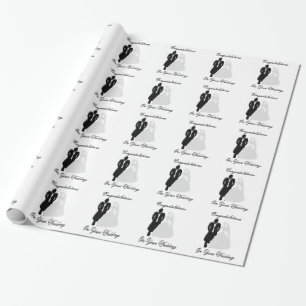 Zwarte en witte bruiloft cadeaupapier