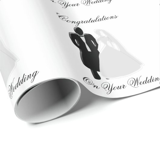 Zwarte en witte bruiloft cadeaupapier (Rol Hoek)