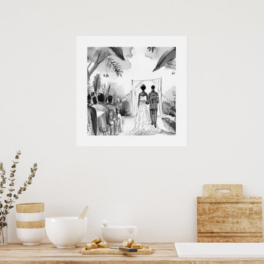 Zwarte en witte bruiloft poster (Keuken)