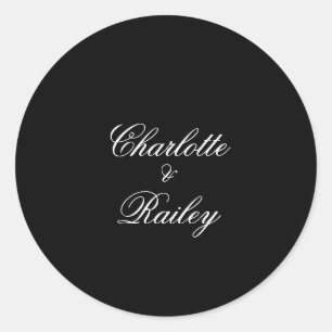 Zwarte en witte bruiloft ronde sticker