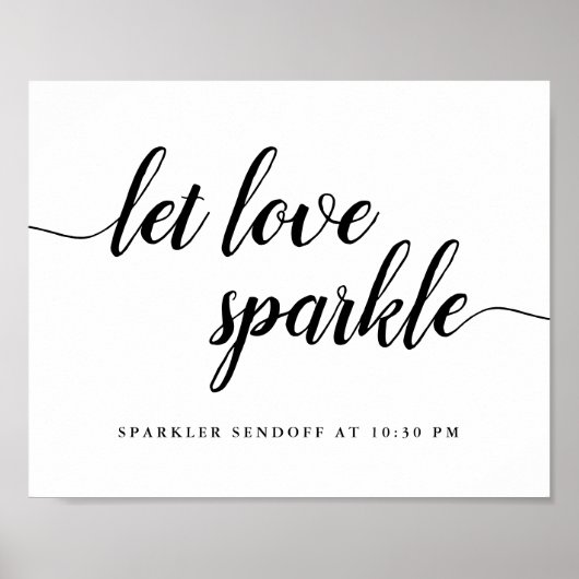 Zwarte en witte bruiloft Sparkler Sendoff Sign Poster (Voorkant)