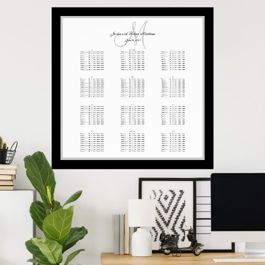 Zwarte en witte bruiloft - Zitkaart voor 240 Poster (Thuiskantoor)