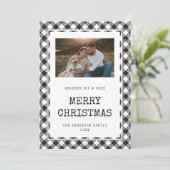 Zwarte en witte Buffalo-speldenfoto met kerstkaart (Staand voorkant)