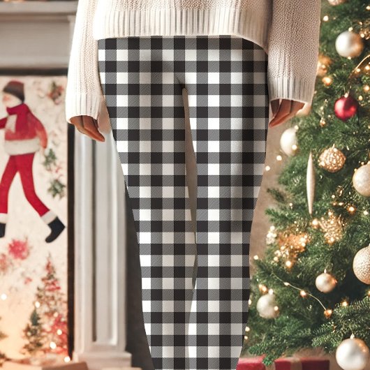 Zwarte en witte buffelkerst leggings