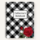  zwarte en witte buffelroodroos notitieboek (Voorkant)