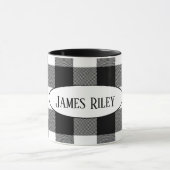 zwarte en witte buffelvlecht met naam mok (Midden)