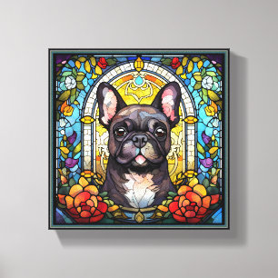 Zwarte en witte Bulldog Canvas Afdruk