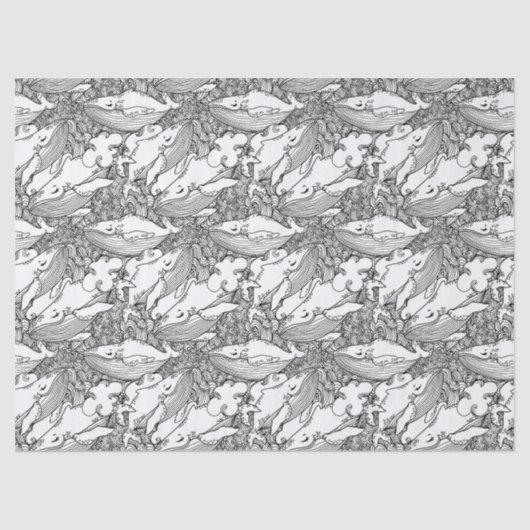 Zwarte en witte bultrug tissuepapier (Voorkant)