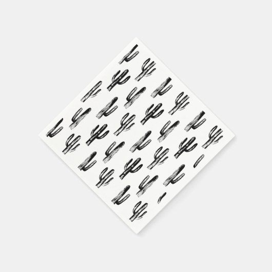 Zwarte en witte cactus. Cactussen patroon. botanis Servet (Hoek)