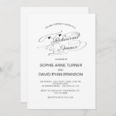 Zwarte en Witte Calligrafie Oefen Diner Chic Kaart (Voorkant / Achterkant)