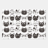 Zwarte en witte Cartoon — Kat en hart Inpakpapier Vel (Voorkant)