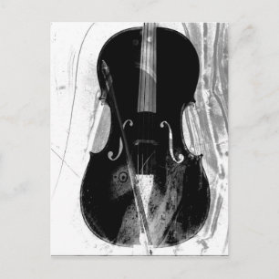 Zwarte en witte cello illustratie briefkaart