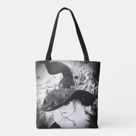 Zwarte en Witte Cheeky Witch Wiccan Pagan Canvas t Draagtas (Achterkant)