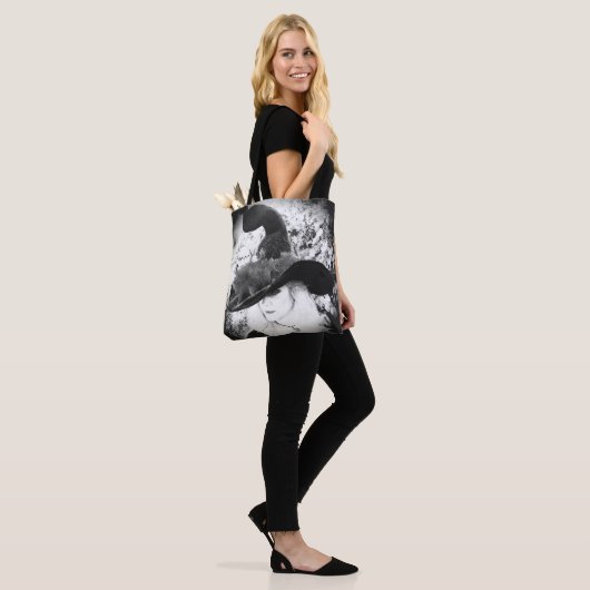 Zwarte en Witte Cheeky Witch Wiccan Pagan Canvas t Draagtas (Op model)