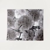 Zwarte en Witte Cherry Blossom Wandkleed (Voorkant (horizontaal))