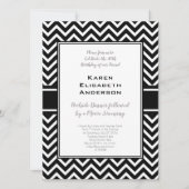 Zwarte en Witte Chevron Birthday Party Kaart (Voorkant)