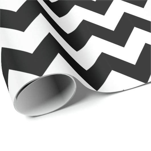 Zwarte en witte Chevron Cadeaupapier (Rol Hoek)