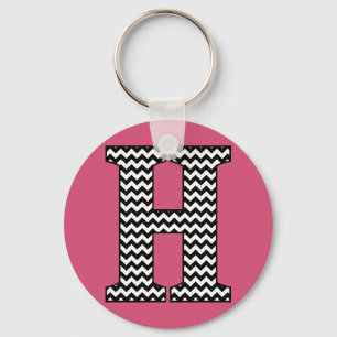Zwarte en witte Chevron H Monogram Basic Sleutelha Sleutelhanger