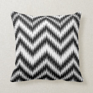 Zwarte en witte Chevron Ikat Pattern Pillow Kussen