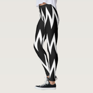Zwarte en witte Chevron Leggings
