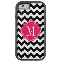 Zwarte en witte Chevron met warmroze monogram