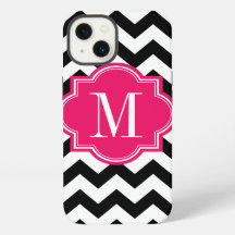 Zwarte en witte Chevron met warmroze monogram
