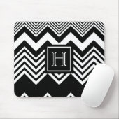 Zwarte en witte Chevron Muismat (Met muis)