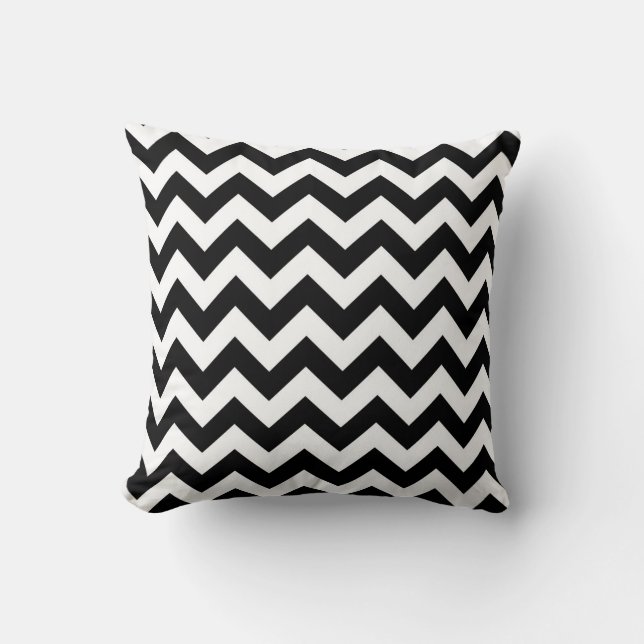 Zwarte en witte Chevron Pillow Kussen (Voorkant)