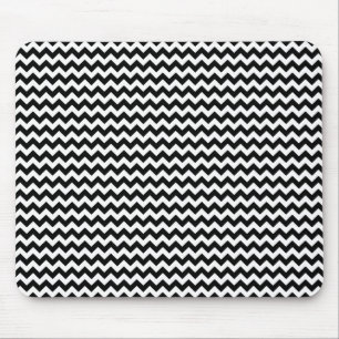 Zwarte en witte Chevron Stripe Muismat