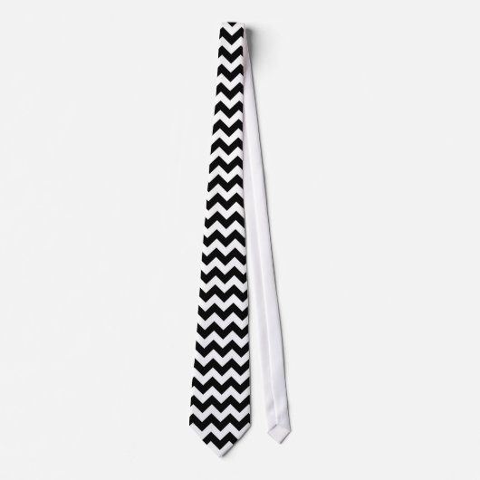 Zwarte en witte Chevron Stripe Stropdas (Voorkant)