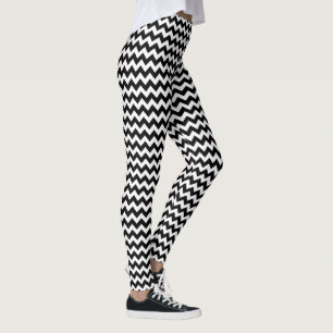 Zwarte en witte Chevron Stripes Leggings