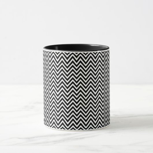 Zwarte en witte  Chevron Stripes Mok (Midden)