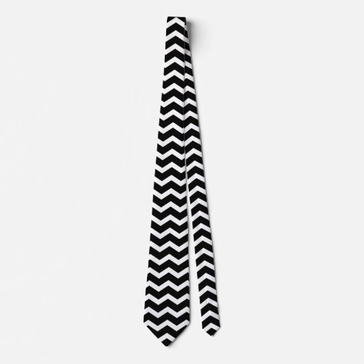 Zwarte en witte Chevron Stropdas (Voorkant)