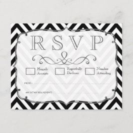 zwarte en witte Chevron Wedding RSVP-kaarten RSVP Kaartje