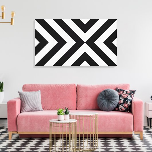 Zwarte en witte Chevrons Canvas Afdruk (Insitu (Woonkamer))