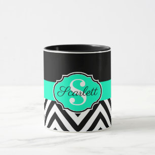 Zwarte en witte Chevrons Mok