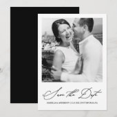 Zwarte en witte chic foto save the date (Voorkant / Achterkant)