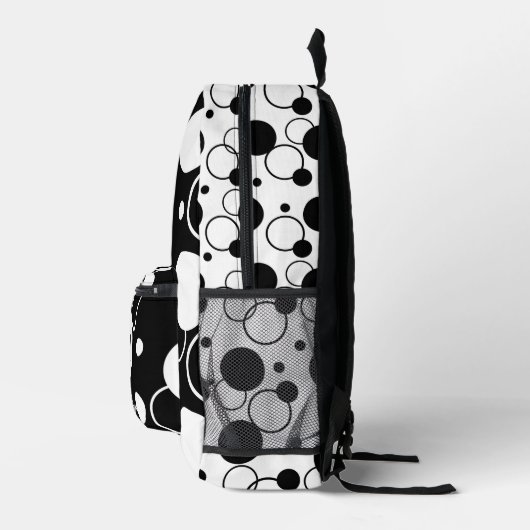 Zwarte en witte cirkel bedrukte rugzak (Rechts)