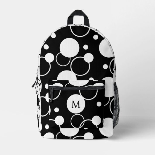 Zwarte en witte cirkel bedrukte rugzak (Voorkant)