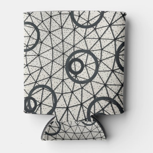 Zwarte en witte cirkels blikjeskoeler (Voorkant)