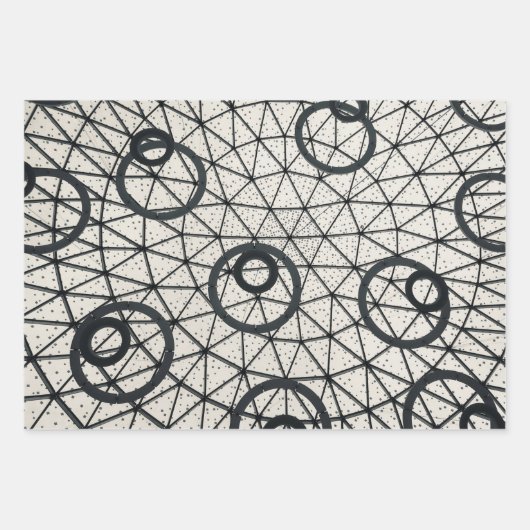 Zwarte en witte cirkels inpakpapier vel (Voorkant)