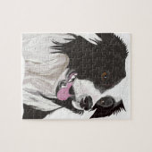 zwarte en witte collie bruine ogen legpuzzel (Horizontaal)