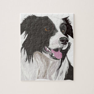 zwarte en witte collie bruine ogen legpuzzel