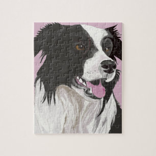 zwarte en witte collie bruine ogen legpuzzel