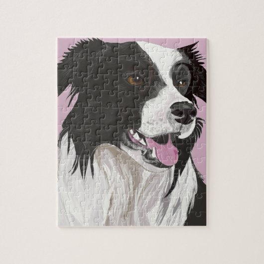 zwarte en witte collie bruine ogen legpuzzel (Verticaal)