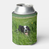 Zwarte en witte collie in Grass Blikjeskoeler (Blikje Voorkant)