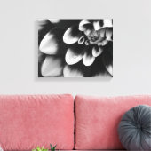Zwarte en Witte Dahlia Bloem Canvas Afdruk (Insitu (Woonkamer))