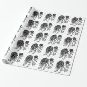 Zwarte en Witte Dahlia Cadeaupapier (Uitgerold)