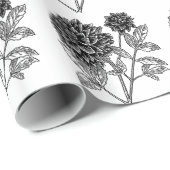 Zwarte en Witte Dahlia Cadeaupapier (Rol Hoek)