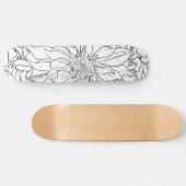 Zwarte en Witte Dahlia Flower Skateboard (Horizontaal)